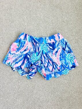 Lilly Pulitzer Blue Aqua Pink Tropical Print Shorts